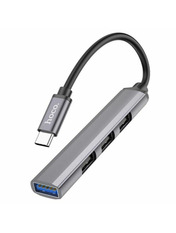 USB-хаб Hoco 4 in 1 Type-C (1xUSB 3.0 + 3xUSB 2.0) Silver (HB26)