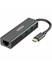 USB-хаб Choetech HUB-U02 USB Type-C (3xUSB 3.0 + 1xRJ45) Black