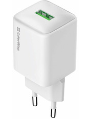 Мережевий зарядний пристрій ColorWay Quick Charge 3.0 V2 White Відсутній 18 1 USB-A (1 USB-A) 18W White (CW-CHS063Q-WT)