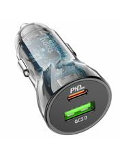 Автомобільний зарядний пристрій Hoco Z47A Discovery 30W 1 USB-A + 1 USB-C Transparent Відсутній 1 USB-A + 1 USB-C Transparent