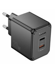 Мережевий зарядний пристрій Hoco CS16A (1 USB-C + 1 Lightning) 20W + кабель Type-C to Lightning Black
