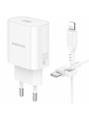 Мережевий зарядний пристрій Borofone BA82A Platinum Type-C to Lightning (1 USB-C) 25W + кабель Type-C to Lightning White
