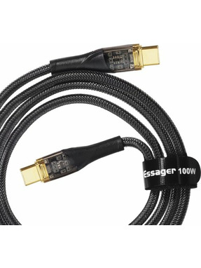 Кабель синхронізації Essager Interstellar Transparent Design Type-C to Type-C 100W 1m Black (EXCTT1-XJ01-P)