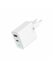 Мережевий зарядний пристрій Gembird TA-UC-PDQC45L-W-01 (1 USB-A + 1 USB-C) 45W White (TA-UC-PDQC45L-W-01)
