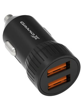 Автомобільний зарядний пристрій Grand-X CH-20B 12W 2 USB-A Black