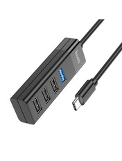 USB-хаб Hoco HB25 Type-C (1xUSB 3.0 + 3xUSB 2.0) Black