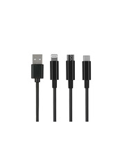 Кабель синхронізації 2E 3in1 USB to Lightning + microUSB + Type-C Ні Black 1,2 12W 1,2m Black (2E-CCMTLAB-BL)