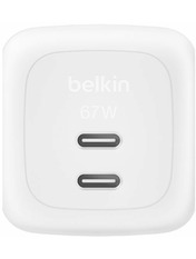 Мережевий зарядний пристрій Belkin BoostCharge Pro GaN Відсутній 67 White 2 USB-C (2 USB-C) 67W White (WCH020KQWH)