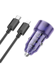 Автомобільний зарядний пристрій Hoco Z52 38W 1 USB-A + 1 USB-C +кабель Type-C to Lightning Violet