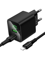 Мережевий зарядний пристрій Hoco CS83A Excellent 20 1 USB-A + 1 USB-C Type-C to Lightning Black (1 USB-A + 1 USB-C) 20W + кабель Type-C to Lightning Black