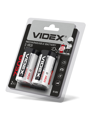 Акумуляторна батарейка Videx D Ni-MH 7500mAh 2шт (24476)