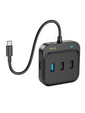 USB-хаб Hoco HB38 Type-C (1xUSB 3.0 + 2xUSB 2.0 + 1xType-C PD + 1xHDMI + SDTF) Black ()