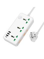 Мережевий фільтр Hoco Storm 1.5 3 3/1,5m + 3 USB + 1 Type-C White