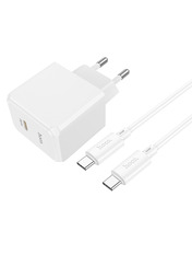 Мережевий зарядний пристрій Hoco CS13A Ocean Type-C to Type-C White (1 USB-C) 20W + кабель Type-C to Type-C White