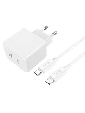 Мережевий зарядний пристрій Hoco CS13A Ocean (1 USB-C) 20W + кабель Type-C to Type-C White
