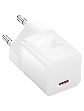 Мережевий зарядний пристрій Baseus GaN5 (1 USB-C) 30W + кабель Type-C White (P10110902213-00)