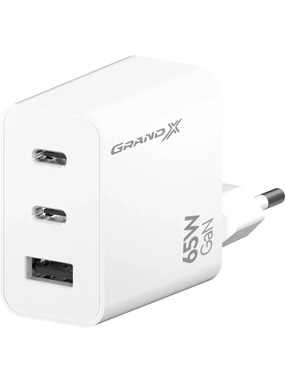 Мережевий зарядний пристрій Grand-X CH-990W (1 USB-A + 2 USB-C) 65W White