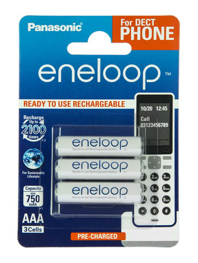 Акумуляторна батарейка Panasonic Eneloop AAA Ni-MH 750mAh 3шт (BK-4MCCE/3DE)