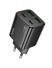 Мережевий зарядний пристрій Hoco N55 Fundador Black Відсутній (2 USB-A + 2 USB-C) 20W Black