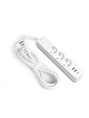 Мережевий фільтр Videx ONCORD з/з 3/3m + 2 USB White (VF-PD33G2U1C-W)