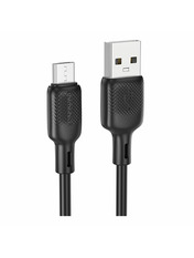 Кабель синхронізації Borofone  BX113 SiliconeUSB to microUSB Black 3 12W 3m Black