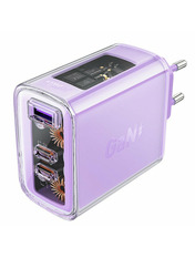 Мережевий зарядний пристрій ACEFAST A45 Sparkling series GaN Purple (1 USB-A + 2 USB-C) 65W Purple