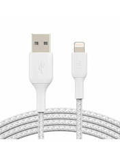 Кабель синхронізації Belkin Braided USB to Lightning White 1 Ні 1m White (CAA002BT1MWH)