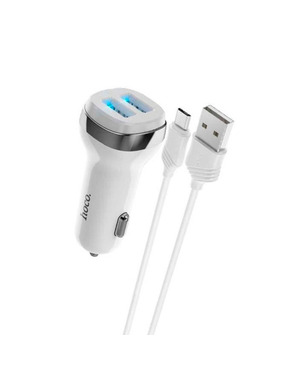 Автомобільний зарядний пристрій Hoco Z40 18W 2 USB-A +кабель MicroUSB White