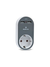 Мережевий зарядний пристрій REAL-EL CS-20 Відсутній 2 USB-A (2 USB-A) 12W White/Grey White/Grey 12