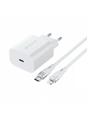 Мережевий зарядний пристрій Proove Rapid (1 USB-C) 20W + кабель Type-C to Lightning White (WCRP20012102)