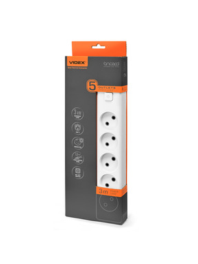 Мережевий фільтр Videx ONCORD б/з 5/3m White (VF-PD53-W)