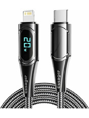 Кабель синхронізації Essager LED Digital Display Type-C to Lightning Ні Black 1 20W 1m Black (EXCTL-YD01)