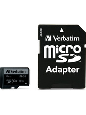 Карта пам'яті Verbatim Pro 128 ГБ microSD 128GB UHS-I U3 + SD-adapter (47044)