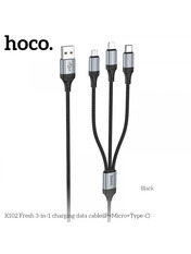 Кабель синхронізації Hoco X102 Fresh USB to Lightning + microUSB + Type-C 12W 1m Black
