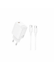 Мережевий зарядний пристрій Borofone BN26 Fuente White 20 1 USB-C Type-C to Type-C (1 USB-C) 20W + кабель Type-C to Type-C White