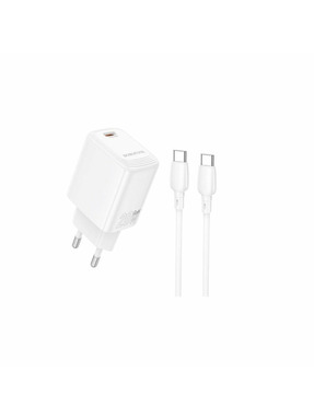 Мережевий зарядний пристрій Borofone BN26 Fuente (1 USB-C) 20W + кабель Type-C to Type-C White