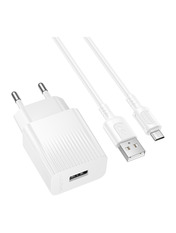 Мережевий зарядний пристрій Borofone BAS71A Відсутні 10,5W + кабель MicroUSB White