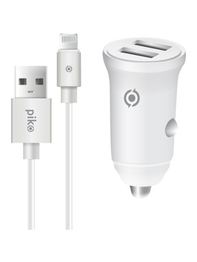 Автомобільний зарядний пристрій Piko CC-312 15,5W 2 USB-A +кабель Lightning White (1283126538810)