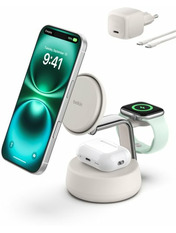Бездротовий зарядний пристрій Belkin UltraCharge Pro 3-in-1 Magnetic Sand 25W Sand (WIZ040KQSD)