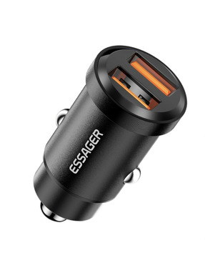 Автомобільний зарядний пристрій Essager Gyroscope Mini 30W 2 USB-A Black (ECC2A-TL01)