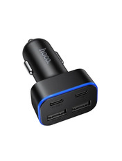 Автомобільний зарядний пристрій Hoco Z63 Barry 15W 2 USB-A + 2 USB-C Відсутній Black 2 USB-A + 2 USB-C Black (6942007666206)