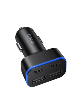Автомобільний зарядний пристрій Hoco Z63 Barry 15W 2 USB-A + 2 USB-C Black (6942007666206)