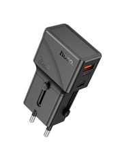 Мережевий зарядний пристрій Hoco AC24 Mini (1 USB-A + 1 USB-C) 25W Black
