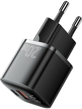 Мережевий зарядний пристрій Essager GaN Travel (1 USB-A + 1 USB-C) 20W Black (ECTAC-HMB01-P)