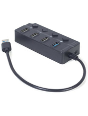 USB-хаб Gembird UHB-U3P1U2P3P-01 USB-A (1xUSB 3.1 + 3xUSB 2.0) Black (UHB-U3P1U2P3P-01)
