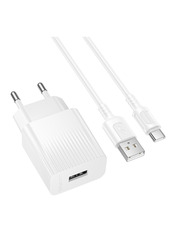 Мережевий зарядний пристрій Borofone BAS71A 10.5 1 USB-A Type-C White (1 USB-A) 10,5W + кабель Type-C White