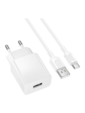 Мережевий зарядний пристрій Borofone BAS71A (1 USB-A) 10,5W + кабель Type-C White