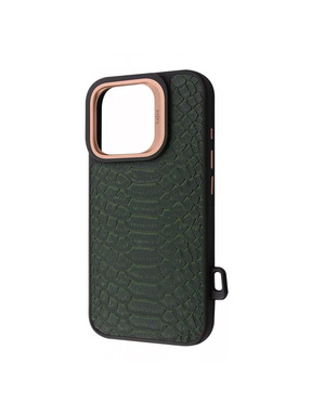 Чохол Kajsa Snake Pattern with Magnetic Ring для Apple iPhone 16 Pro Max Olive (6917348250)