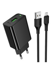 Мережевий зарядний пристрій Hoco CS92A 1 USB-A 18 Black MicroUSB (1 USB-A) 18W + кабель MicroUSB Black