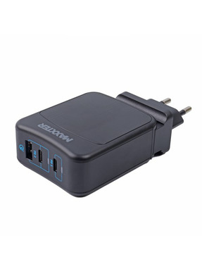 Мережевий зарядний пристрій Maxxter (1 USB-A + 2 USB-C) 65W Black (WC-PD65W-01)